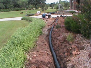 4 Inch Drain Pipe Ready to be covered with dirt in Norman.
