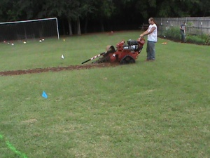 Trenching a Sprinkler Systems in Moore Oklahoma