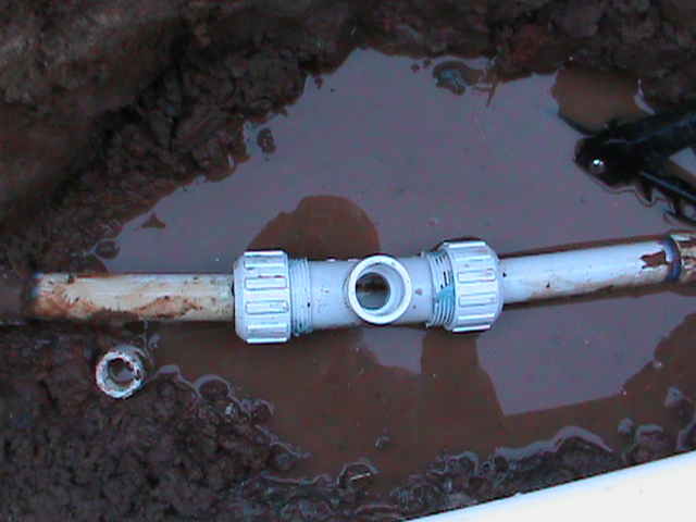 Installing a Compression "T" to connect a Sprinkler System to the Water Line