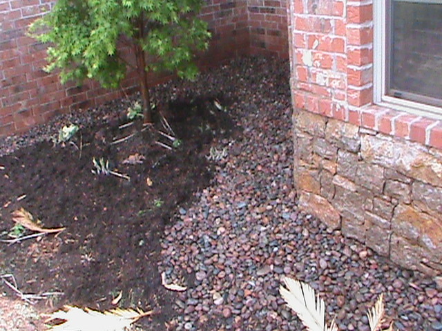 French Drain with colored river rock